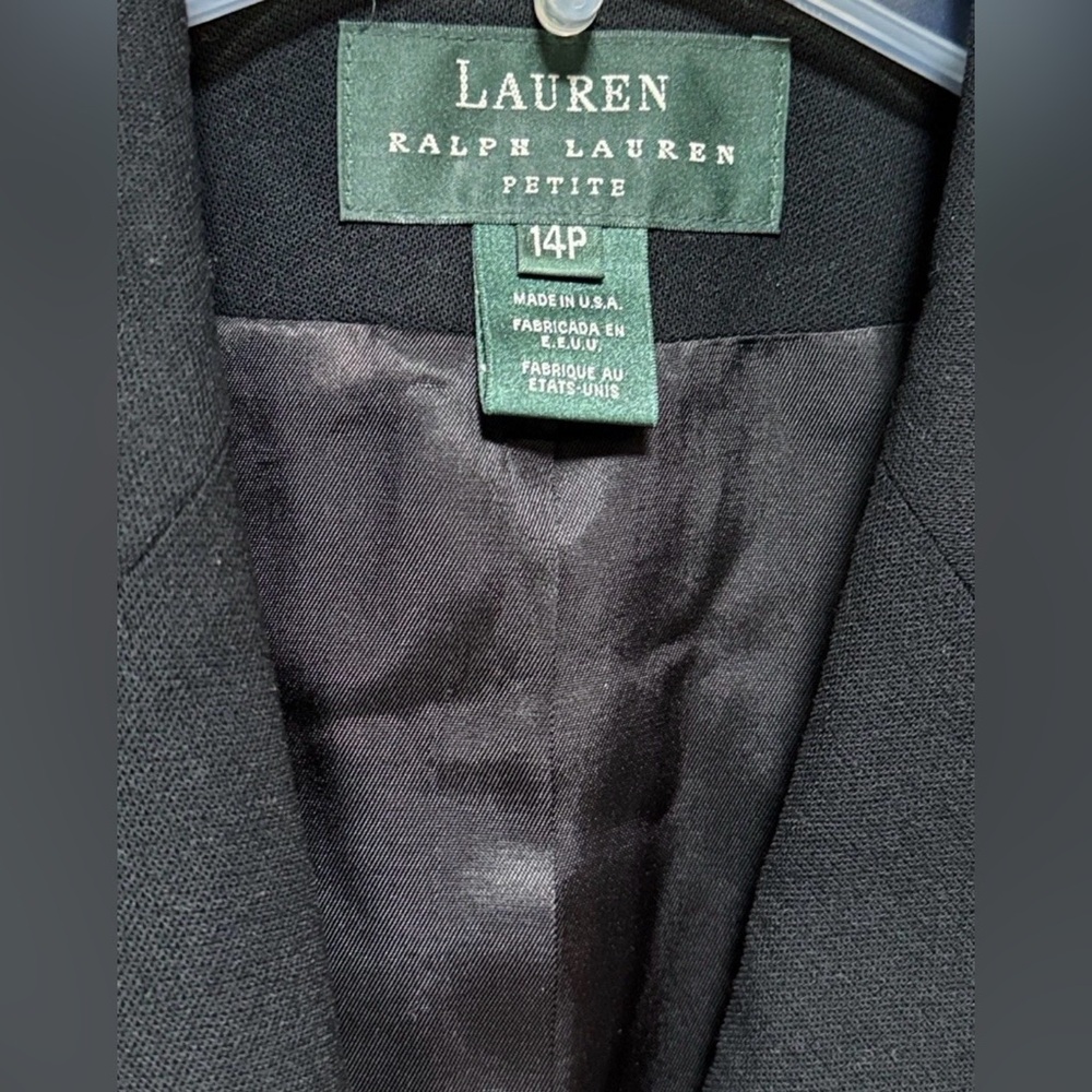 *VINTAGE Ralph Lauren Blazer Women 14P Double Breasted Worsted Wool USA Made - Picture 3 of 6